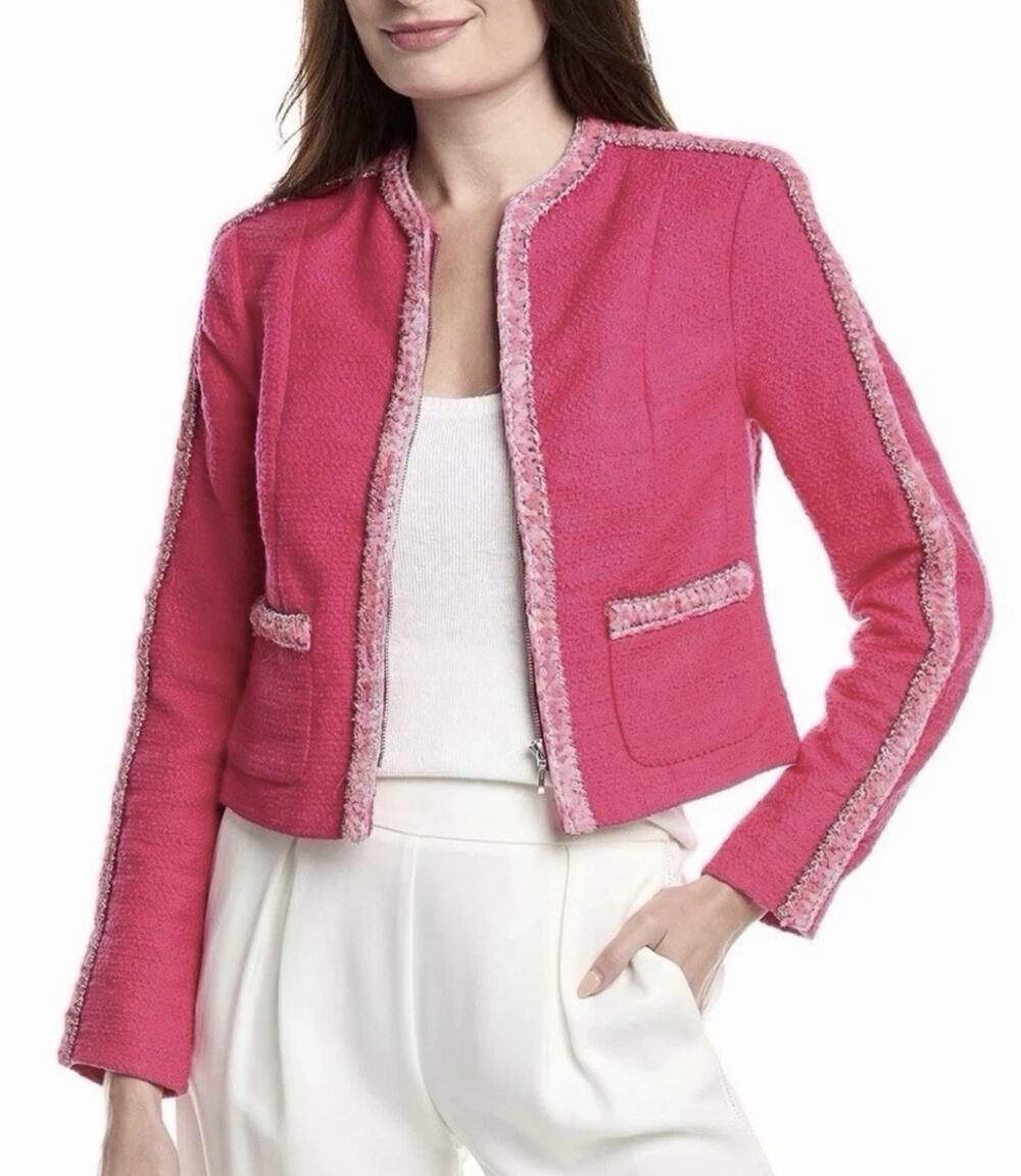 CAbi Women's fuchsia pink Ballroom 6466 tweed Jacket Size Med HRC
